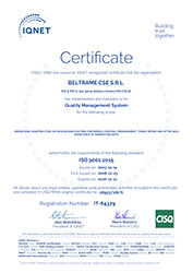 Certificato dell'azienda Beltrame CSE IQNet